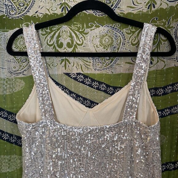 NWT Zara Trafaluc Silver Sequin Midi Dress Size Medium - Picture 11 of 16